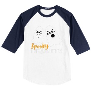 Spooky Inequalities Ghosts Halloween Math Teacher Cute Baseball Sleeve Shirt