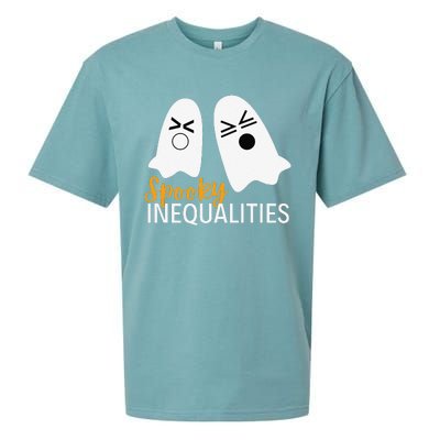 Spooky Inequalities Ghosts Halloween Math Teacher Cute Sueded Cloud Jersey T-Shirt