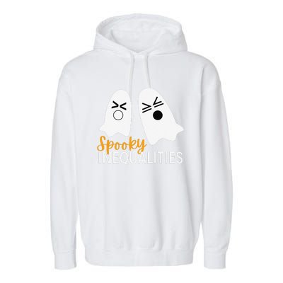 Spooky Inequalities Ghosts Halloween Math Teacher Cute Garment-Dyed Fleece Hoodie