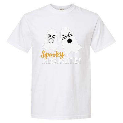 Spooky Inequalities Ghosts Halloween Math Teacher Cute Garment-Dyed Heavyweight T-Shirt