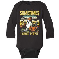 Sometimes I Ghost People Halloween Ghost Grave Moon V2 Baby Long Sleeve Bodysuit