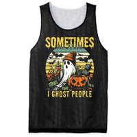 Sometimes I Ghost People Halloween Ghost Grave Moon V2 Mesh Reversible Basketball Jersey Tank