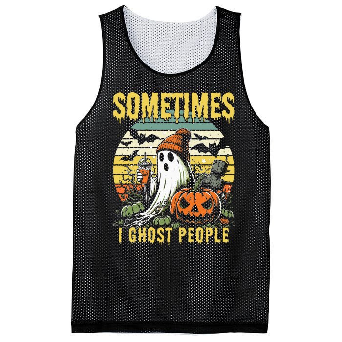 Sometimes I Ghost People Halloween Ghost Grave Moon V2 Mesh Reversible Basketball Jersey Tank