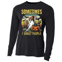 Sometimes I Ghost People Halloween Ghost Grave Moon V2 Cooling Performance Long Sleeve Crew