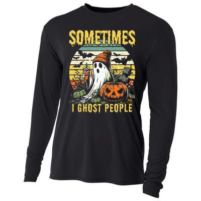 Sometimes I Ghost People Halloween Ghost Grave Moon V2 Cooling Performance Long Sleeve Crew