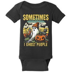 Sometimes I Ghost People Halloween Ghost Grave Moon V2 Baby Bodysuit