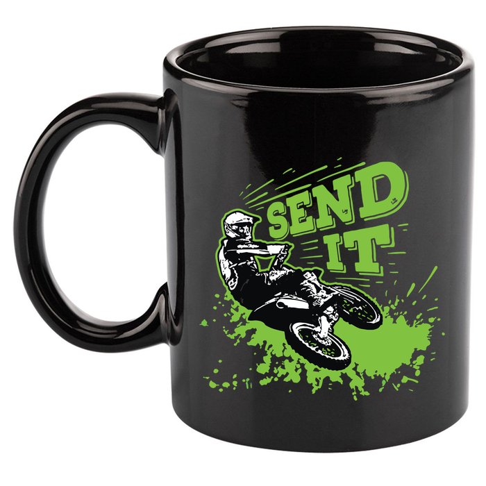 Send It Gift Funny Dirt Bike Motocross Supercross Rider 11oz C Handle Ceramic Mug