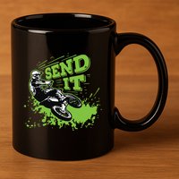 Send It Gift Funny Dirt Bike Motocross Supercross Rider 11oz C Handle Ceramic Mug