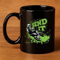 Send It Gift Funny Dirt Bike Motocross Supercross Rider 11oz C Handle Ceramic Mug