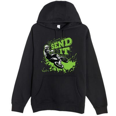 Send It Gift Funny Dirt Bike Motocross Supercross Rider Premium Pullover Hoodie