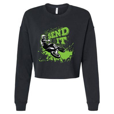 Send It Gift Funny Dirt Bike Motocross Supercross Rider Cropped Pullover Crew