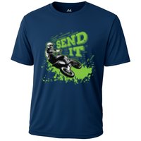 Send It Gift Funny Dirt Bike Motocross Supercross Rider Cooling Performance Crew T-Shirt