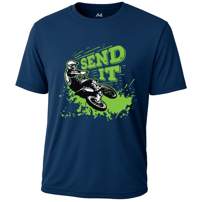 Send It Gift Funny Dirt Bike Motocross Supercross Rider Cooling Performance Crew T-Shirt