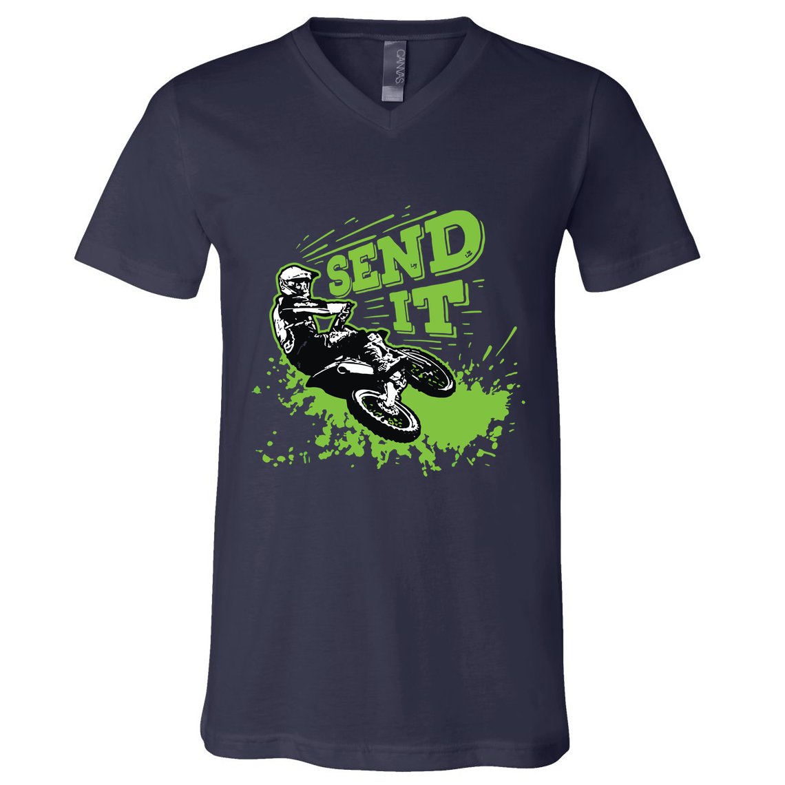 Send It Gift Funny Dirt Bike Motocross Supercross Rider V-Neck T-Shirt