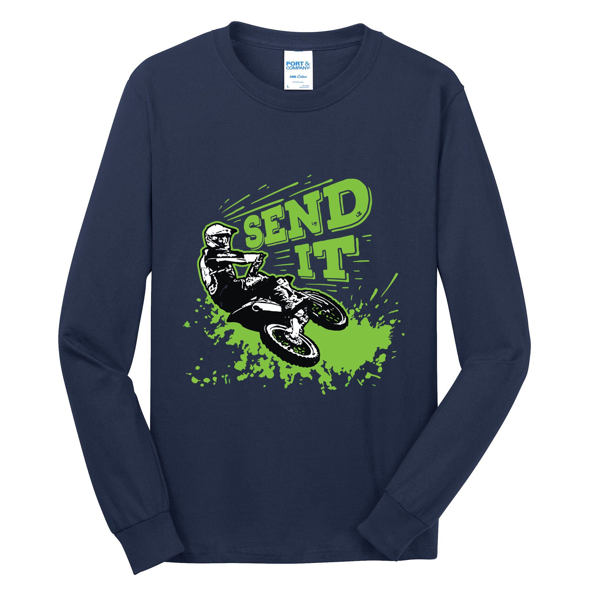 Send It Gift Funny Dirt Bike Motocross Supercross Rider Tall Long Sleeve T-Shirt