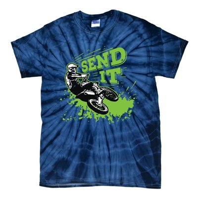 Send It Gift Funny Dirt Bike Motocross Supercross Rider Tie-Dye T-Shirt