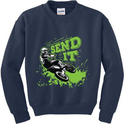 Send It Gift Funny Dirt Bike Motocross Supercross Rider Kids Sweatshirt