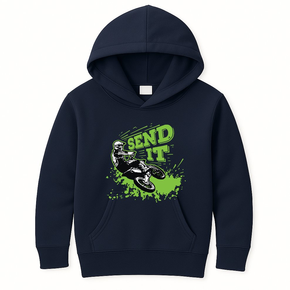 Send It Gift Funny Dirt Bike Motocross Supercross Rider Kids Hoodie