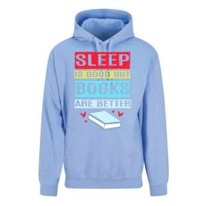 Sleep Is Good But Books Are Better Funny Bookworm Gift Unisex Surf Hoodie