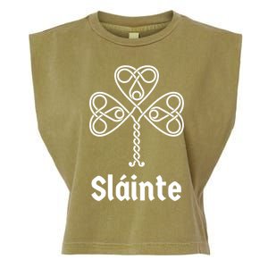 Slainte Ireland Gaelic Irish Green Shamrock Celtic Knot Funny Gift Garment-Dyed Women's Muscle Tee