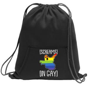 Screams In Gay Lazy Halloween Costume Funny LGBT Q Ghost Boo Sweatshirt Cinch Pack Bag