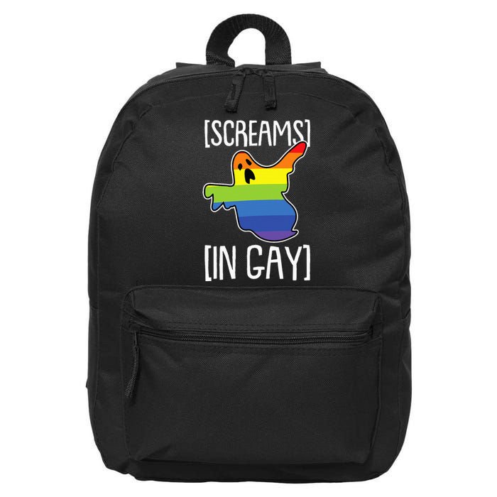 Screams In Gay Lazy Halloween Costume Funny LGBT Q Ghost Boo 16 in Basic Backpack