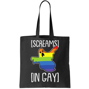 Screams In Gay Lazy Halloween Costume Funny LGBT Q Ghost Boo Tote Bag