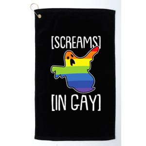 Screams In Gay Lazy Halloween Costume Funny LGBT Q Ghost Boo Platinum Collection Golf Towel