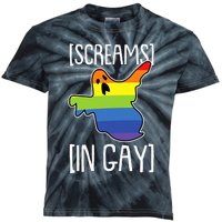 Screams In Gay Lazy Halloween Costume Funny LGBT Q Ghost Boo Kids Tie-Dye T-Shirt