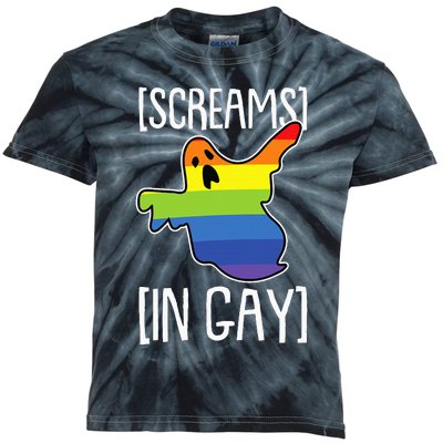 Screams In Gay Lazy Halloween Costume Funny LGBT Q Ghost Boo Kids Tie-Dye T-Shirt