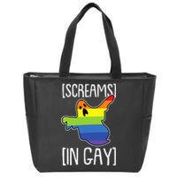 Screams In Gay Lazy Halloween Costume Funny LGBT Q Ghost Boo Zip Tote Bag