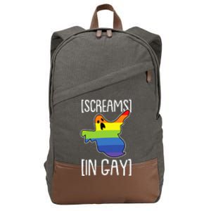 Screams In Gay Lazy Halloween Costume Funny LGBT Q Ghost Boo Cotton Canvas Backpack