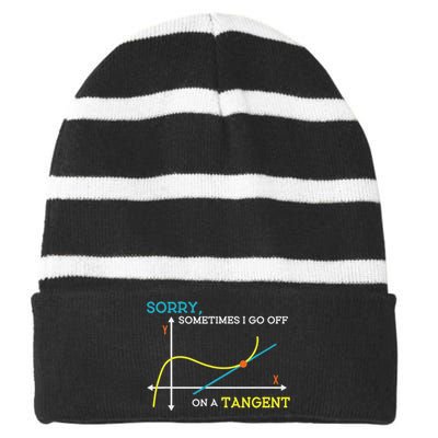 Sometimes I Go Off On A Tangent Math Teacher Striped Beanie with Solid Band