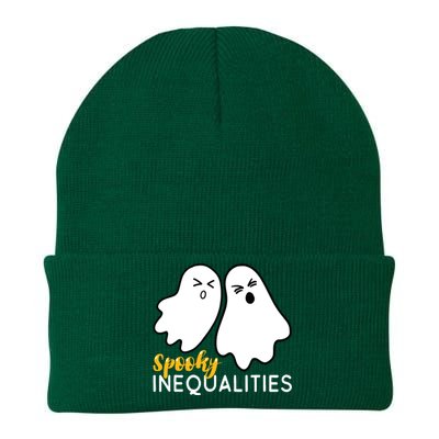 Spooky Inequalities Ghosts Halloween Math Teacher Knit Cap Winter Beanie