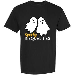 Spooky Inequalities Ghosts Halloween Math Teacher Garment-Dyed Heavyweight T-Shirt