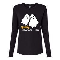 Spooky Inequalities Ghosts Halloween Math Teacher Womens Cotton Relaxed Long Sleeve T-Shirt