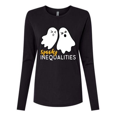 Spooky Inequalities Ghosts Halloween Math Teacher Womens Cotton Relaxed Long Sleeve T-Shirt