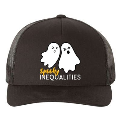 Spooky Inequalities Ghosts Halloween Math Teacher Yupoong Adult 5-Panel Trucker Hat