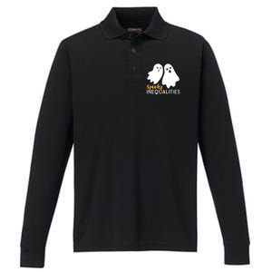 Spooky Inequalities Ghosts Halloween Math Teacher Performance Long Sleeve Polo