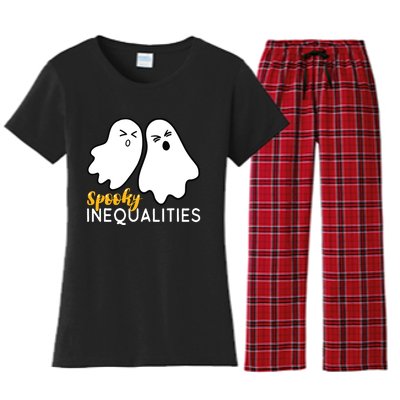 Spooky Inequalities Ghosts Halloween Math Teacher Women's Flannel Pajama Set