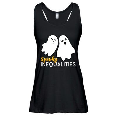 Spooky Inequalities Ghosts Halloween Math Teacher Ladies Essential Flowy Tank