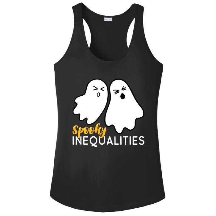 Spooky Inequalities Ghosts Halloween Math Teacher Ladies PosiCharge Competitor Racerback Tank