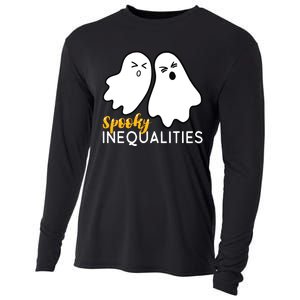 Spooky Inequalities Ghosts Halloween Math Teacher Cooling Performance Long Sleeve Crew