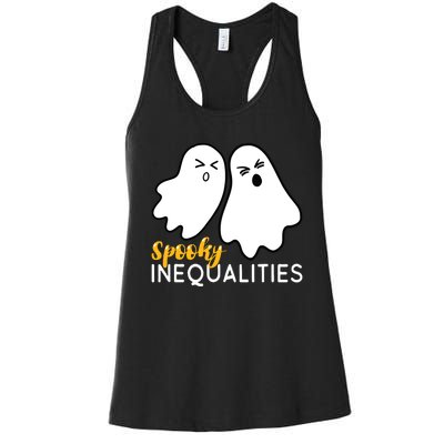 Spooky Inequalities Ghosts Halloween Math Teacher Women's Racerback Tank