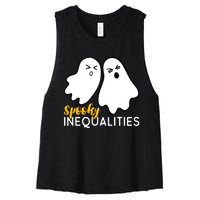 Spooky Inequalities Ghosts Halloween Math Teacher Women's Racerback Cropped Tank