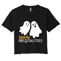 Spooky Inequalities Ghosts Halloween Math Teacher Women's Crop Top Tee