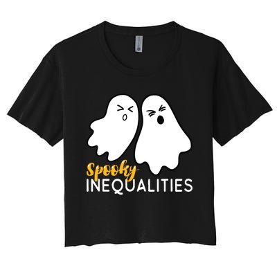 Spooky Inequalities Ghosts Halloween Math Teacher Women's Crop Top Tee