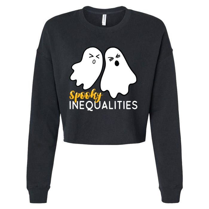 Spooky Inequalities Ghosts Halloween Math Teacher Cropped Pullover Crew