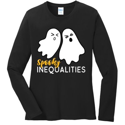 Spooky Inequalities Ghosts Halloween Math Teacher Ladies Long Sleeve Shirt