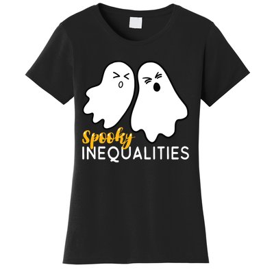 Spooky Inequalities Ghosts Halloween Math Teacher Women's T-Shirt